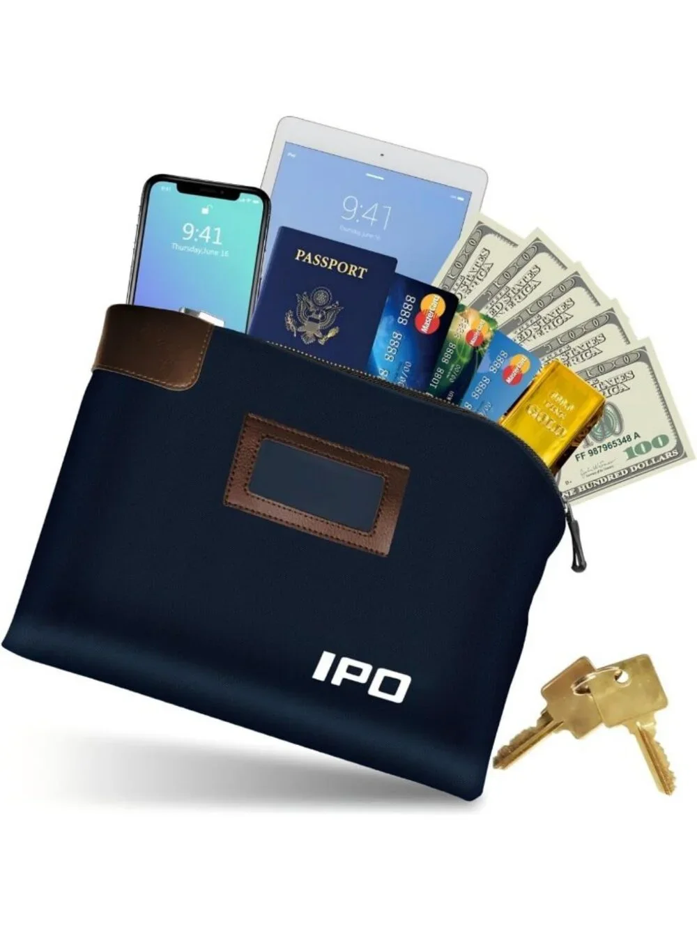 Waterproof Cash Bag with Lock & Keys, Durable Canvas Zipper Pouch for Money